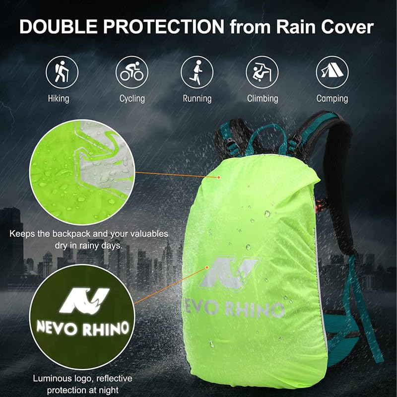 N NEVO RHINO Hydration Backpack with Water Bladder 3L, Hiking Backpack with Rain Cover, Insulation Water Daypack for Cycling Biking - color: 03 Lake Green