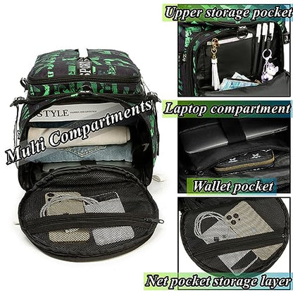 Gym Duffle Bag Backpack with Shoe Compartment,4 ways Travel Backpack for Women and Men,Multi-Functional Weekender bag with Waterproof Layer&Laptop Compartment for Fitness, Travel,Camping - color: Green