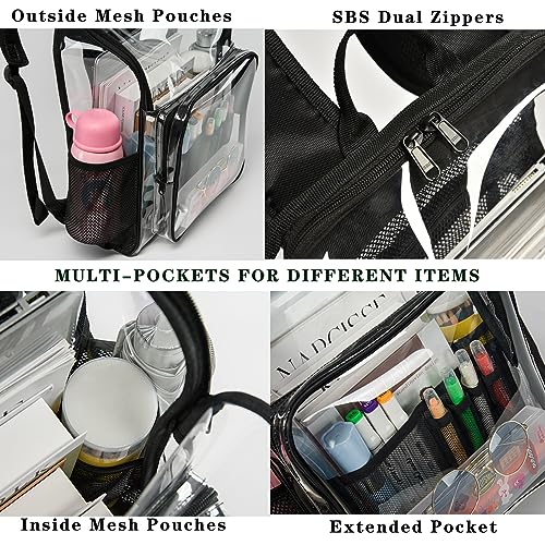 Clear Backpacks for School Large Clear Bookbag with Multi-Pockets PVC Transparent Backpack for College,Work,Light Purple - color: Light Purple-1pack