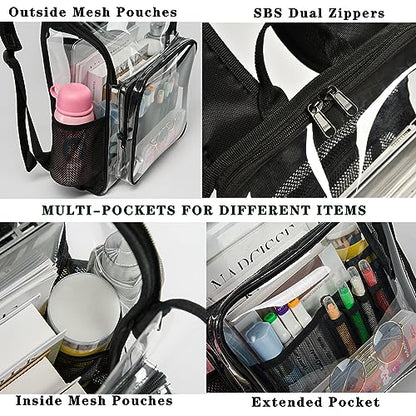 Clear Backpack for School Large Clear Bookbag with Multi-Pockets PVC Transparent Backpack for Boys Girls, Purple - color: Purple-1pack