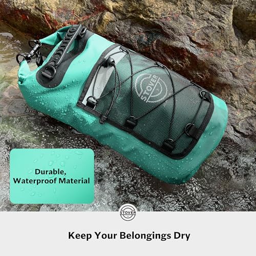 STOVER 5/10/25/30/40/55L Waterproof Dry Bag- Roll-Top Backpack w/Phone Case- Kayaking, Hiking, Camping, Boating- Men/Women - color: 25l Teal (With Phone Case), size: 25L