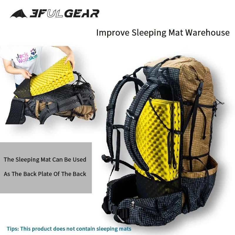 3F UL GEAR QiDian Pro UL 46+10L Backpack Outdoor Climbing Bag Camping Hiking Bags UHMWPE ultralight (Khaki) - color: Khaki
