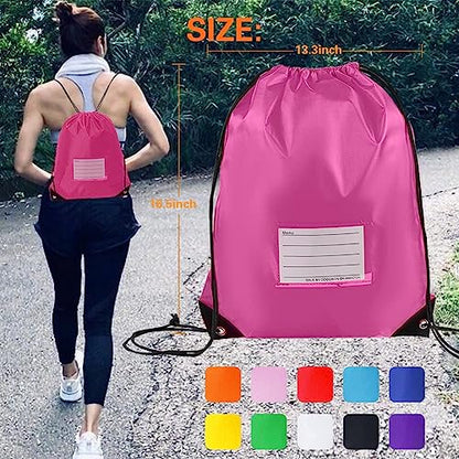 CODOBON 50 Pack Drawstring Bags,Bulk Draw String Backpack, Gym Sports Cinch Bag Sackpack for Women Men, Pink - color: Pink