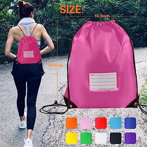 20 Pcs Drawstring Bags,Bulk Draw String Backpack, DIY Gym Sports Cinch Bag Sackpack for Women Men, Pink - color: Pink
