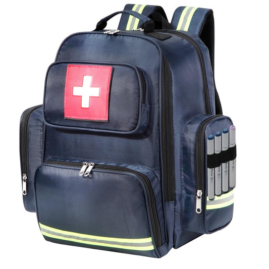 Gatycallaty First Aid Backpack Medical Emt First Responder Bag Empty Ems Emergency Home Health Hiking Trauma Travel Camping (Large, Navy) - color: Navy, size: Large