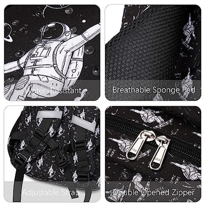 abshoo Cute Astronaut Kids School Backpack For Boys Elementary Kindergarten School Bag (Astronaut Black) - color: Astronaut Black