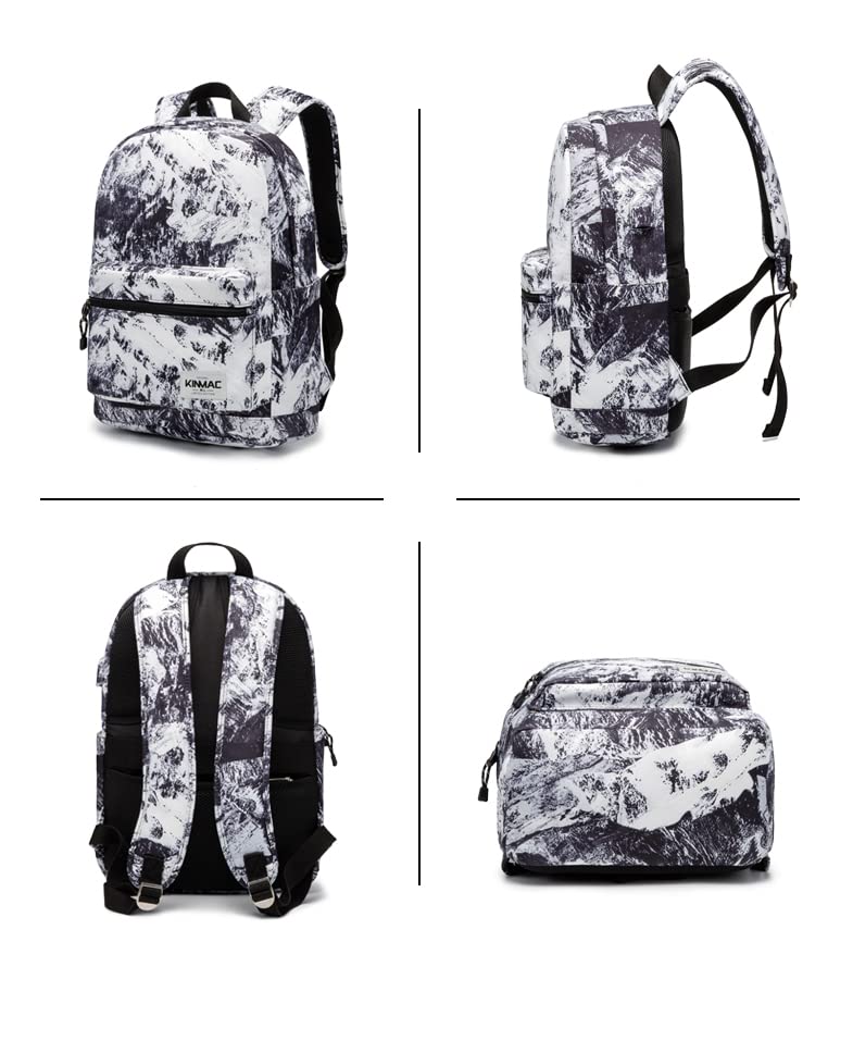 Kinmac Water Resistant Laptop Backpack with USB Charging Port for Laptop Up to 15.6 Inch (Snow Mountain) - color: Snow Mountain