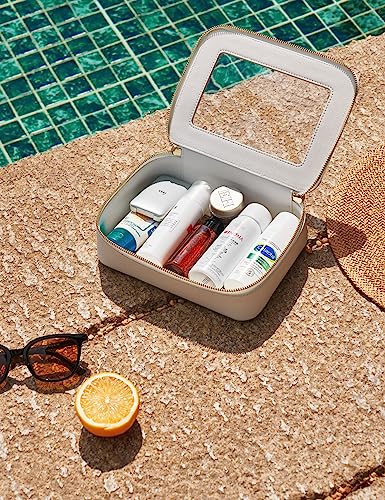 Popvibe Clear Makeup Case White Toiletry Bag Travel Medium Clear Cosmetic Bag with Zipper, Small Make Up Bag Organizer Traveling TSA Approved Transparent Bag Car for Essentials - color: White, style: Medium Moda