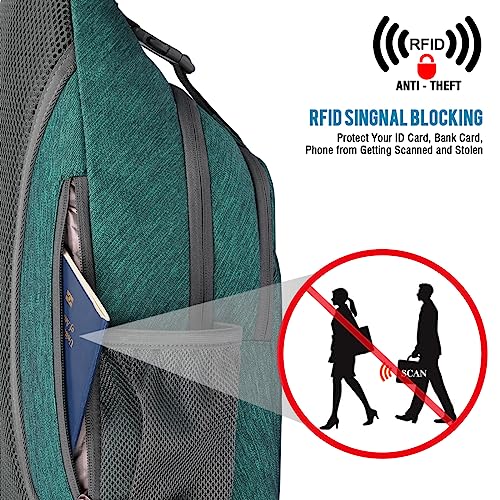 G4Free Sling Bag for Men and Women, RFID Blocking Crossbody Bag, Lightweight Sling Backpack for Travel, Hiking, Walking and Daily Use - color: Dark Green