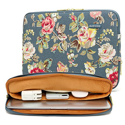 kayond Water-Resistant Canvas 13.3 Inch Laptop Sleeve-Blue Water Hyacinth - color: Blue water hyacinth, size: 13-13.3 inch