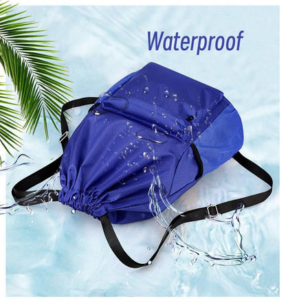 Drawstring Backpack Bag, Waterproof Draw String Back Sack with Zipper Pocket, Gym Drawstring Backpack Swimming Bag for Men Women, Pack of 1, Navy Blue, Deep Blue - color: Navy Blue, style: Backpack C