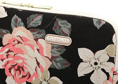 kayond Black Rose Patten Canvas Water-Resistant 17 Inch Laptop Sleeve - size: 17 Inch