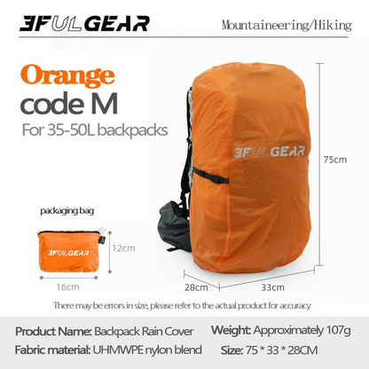 3F 20-85L backpack rain cover, waterproof, dustproof, wear-resistant, tear resistant outdoor hiking backpack cover (orange-M) - color: Orange-m
