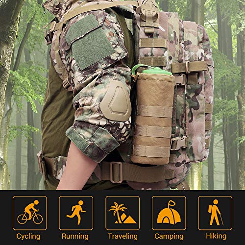 Water Bottles Pouches - 1000D Tactical Molle Drawstring 32OZ Hydration Carrier Bag - color: Pack of 4 Black
