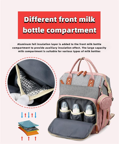 Diaper Bag Backpack, Multifunctional Travel Baby Bag with Changing Pad, Insulated Bottle Holders, Pacifier Case & Stroller Straps, Large Capacity Water Resistant, Unisex (Pink Gray) - color: Pink Gray