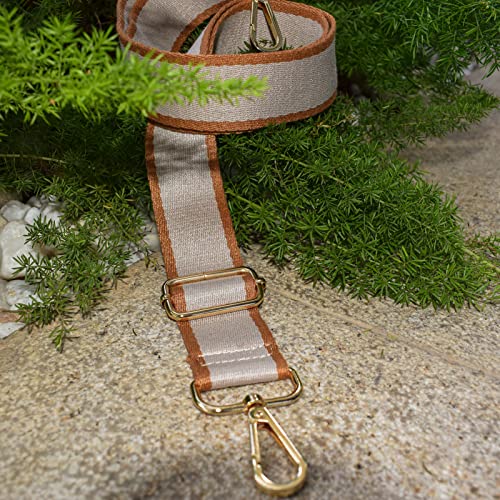 Replacement Purse Strap Shoulder Strap Adjustable Crossbody Strap for Women Crossbody Wide Shoulder Bag - color: Earth Tone+gold Metal