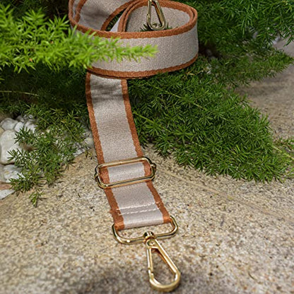 Replacement Purse Strap Shoulder Strap Adjustable Crossbody Strap for Women Crossbody Wide Shoulder Bag - color: Earth Tone+gold Metal