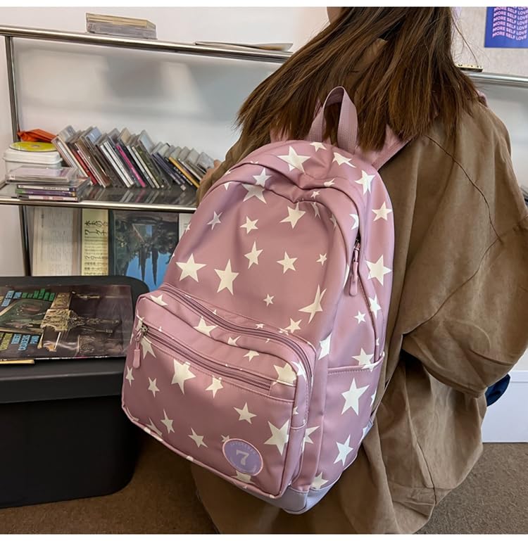 Large Travel Backpack for Women Durable Nylon Hiking Backpack Laptop Bookbag Daypack (Pink) - color: Pink