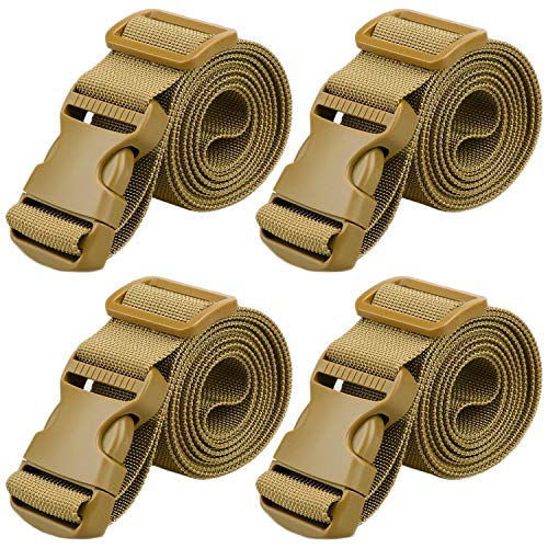 MAGARROW 1.5" Utility Straps with Buckle Adjustable, 4-Pack (Tan, 9.5 feet Long) - color: Tan, size: 1.5 in x 9.5 ft