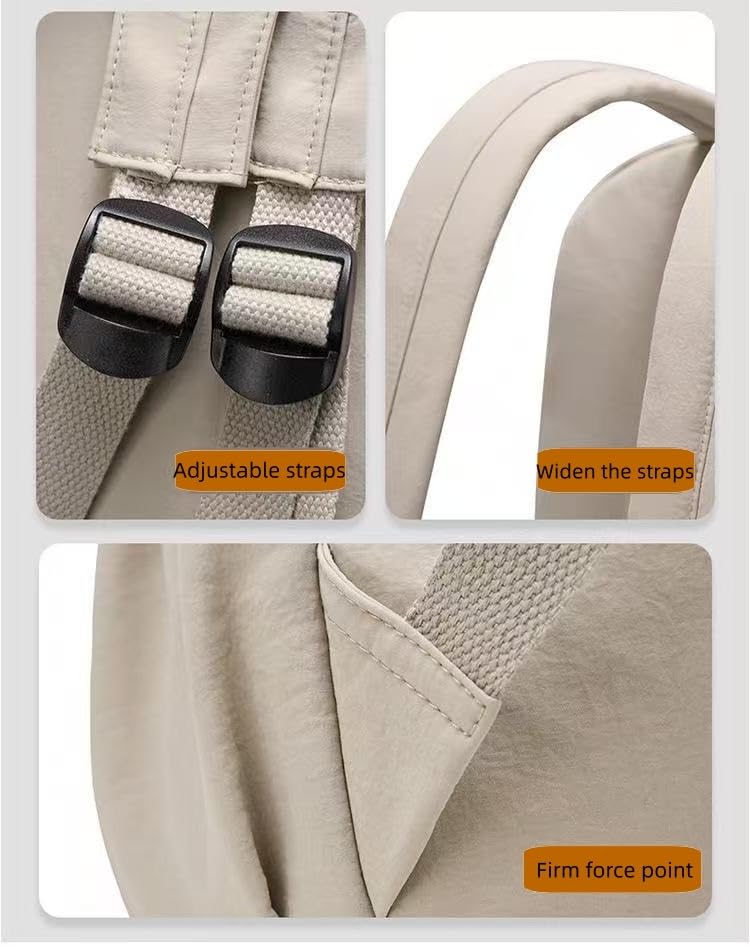 Casual Backpack, Multi-Pocket Design with Front Zipper Compartment (Light khaki) - color: Light Khaki