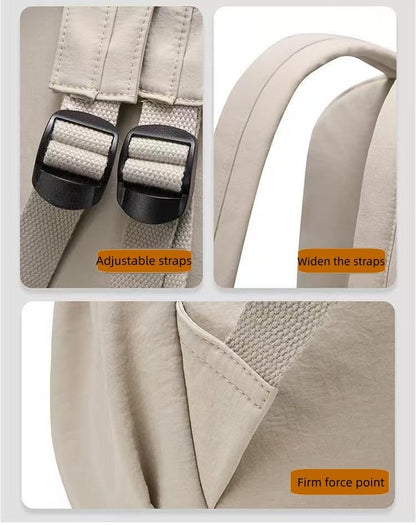 Casual Backpack, Multi-Pocket Design with Front Zipper Compartment (Light khaki) - color: Light Khaki