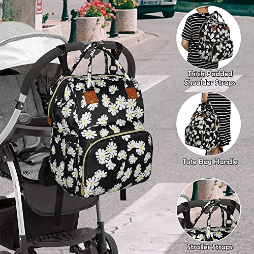 Femuar Diaper Bag Backpack Multifunction Maternity Diaper Bag for Baby Girls & Boys Large Capacity Travel Nappy Bags - color: Daisy