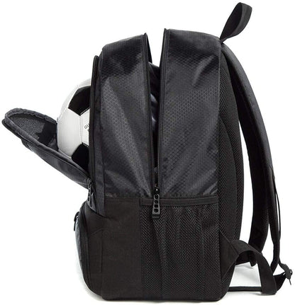 BROTOU Soccer Backpack Sports Bag with Ball Holder and Shoe Compartment for Football Basketball Volleyball Rugby - color: Black