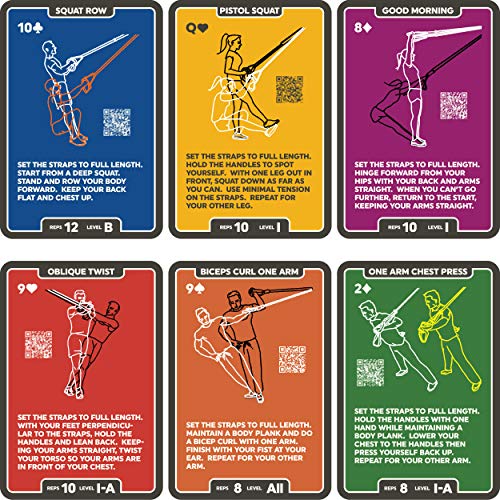 Stack 52 Suspension Exercise Cards. Compatible with All Suspension Trainers. Suspended Bodyweight Resistance Workout Game. Video Instructions Included. Fun Home Fitness Program. (New Deck) - color: 55 Card Base Deck
