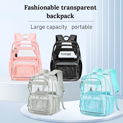 Cusangel Large Clear backpack for Girls women,16in TPU Plastic Bookbag,For Stadium,Concert,school (Pink) - color: Pink-a-16in