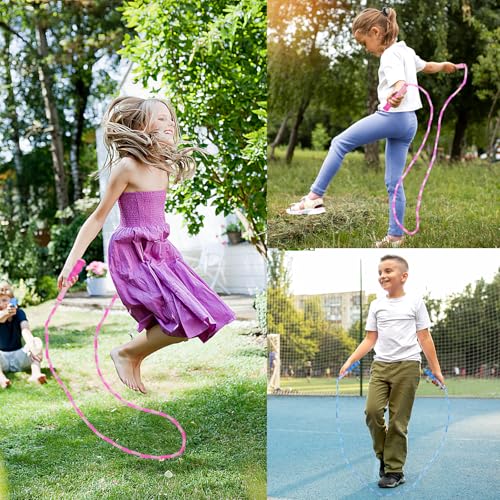 Jump Rope for Kids, Adjustable Jump Ropes for 4 5 6 7 8 10 12, Tangle Free Jumping Rope Age 8-12, Segmented Soft Beaded Skipping Rope for Women Fitness - color: Blue and Pink