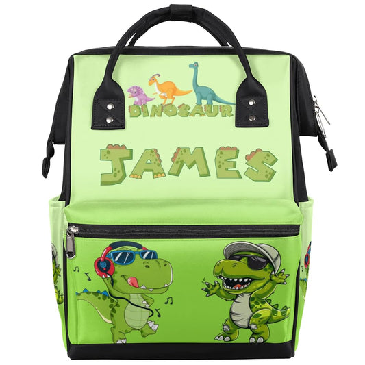 Baby-Boys Dinosaur-Diaper-Backpack Custom-Name Nappy-Bag for Boys - color: Green