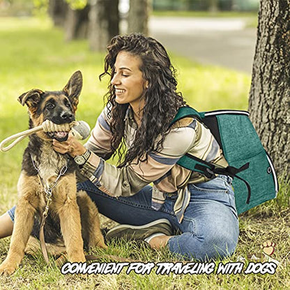 BAGLHER丨Dog Travel Bag Backpack, Airline Approved Pet Supplies Backpack, Dog Travel Bag with 2 Silicone Collapsible Bowls and 2 Food Baskets Green - color: Green