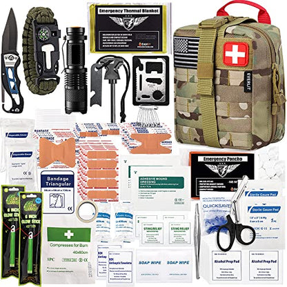 EVERLIT 250 Pieces Survival First Aid Kit IFAK EMT Molle Pouch Survival Kit Outdoor Gear Emergency Kits Trauma Bag for Camping Boat Hunting Hiking Home Car Earthquake and Adventures - color: Camo