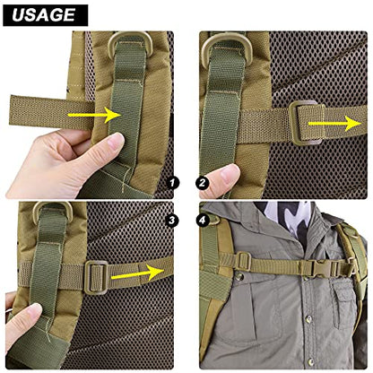 XTACER Backpack Chest Strap Adjustable Backpack Sternum Strap Chest Belt with Buckle (Pack of 4) - color: TAN