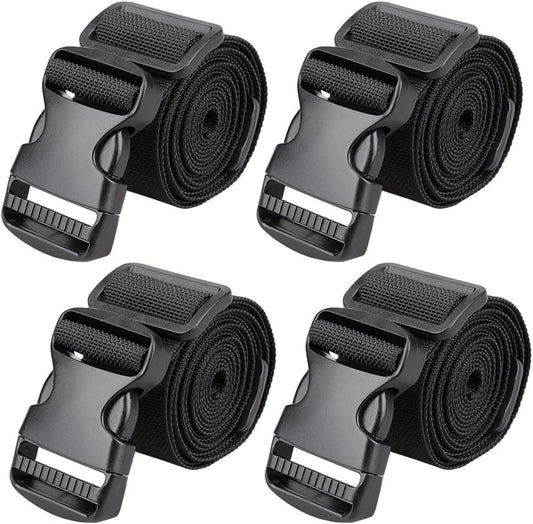 MAGARROW 1.5" Utility Luggage Straps with Buckle Adjustable, 4-Pack (Black, 1.5 in x 4.5 ft) - color: Black, size: 1.5 in x 4.5 ft