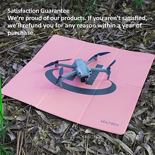 VCUTECH Drone Landing Pad - Weighted 25 inch(65cm) for DJI Mini 3 Pro, Mavic 3, Mavic Air 2/2S, DJI Mini 2, FPV Drone, Avata Fly More Kit Accessories (Pink)