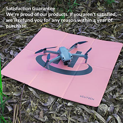 VCUTECH Drone Landing Pad - Weighted 25 inch(65cm) for DJI Mini 3 Pro, Mavic 3, Mavic Air 2/2S, DJI Mini 2, FPV Drone, Avata Fly More Kit Accessories (Pink)