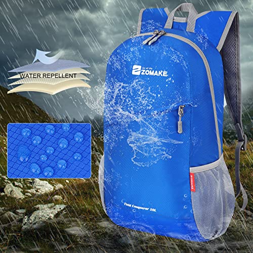 ZOMAKE Lightweight Packable Backpack 20L,Foldable Backpacks Small Daypack for Hiking Water Resistant Day Bag for Travel(Dark Blue) - color: Dark Blue