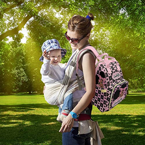Personalized Diaper Bag for Girls, Custom Name Cute Girl Baby Bags for Mom, Waterproof Nappy Backpack Monogrammed Baby Gifts - color: Heart-girl-pink