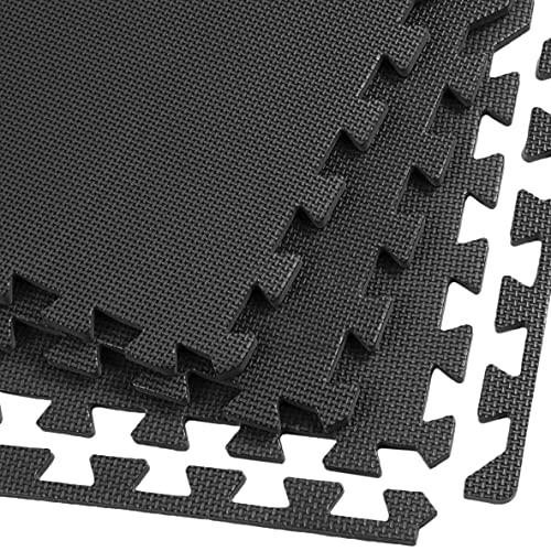 Xspec 3/8" Thick 100 sq. ft. (25 pcs) Gym EVA Foam Floor Mats (24" x 24") | T Pattern, Black - style: T Pattern-Black