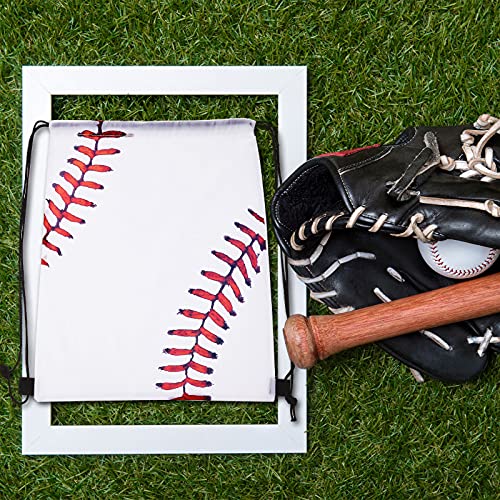 Frienda Baseball Drawstring Backpack Bag Baseball Drawstring Party Favor Bags for Gym Sports Teams(60 Pieces)