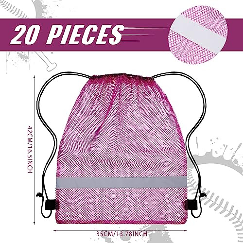 Saintrygo 20 Pcs Reflective Mesh Drawstring Bag 16.54 x 13.78 Inch Quick Drying Swimming Sport Beach Bag Swimming Athletic Gym Clothes Beach Sports Storage(Purple) - color: Purple
