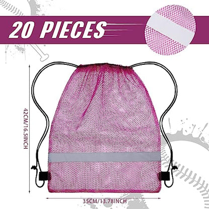 Saintrygo 20 Pcs Reflective Mesh Drawstring Bag 16.54 x 13.78 Inch Quick Drying Swimming Sport Beach Bag Swimming Athletic Gym Clothes Beach Sports Storage(Purple) - color: Purple