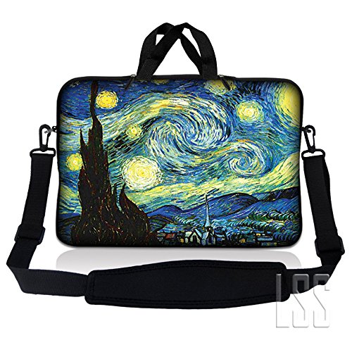 LSS 15-15.6" Laptop Sleeve Bag with Matching Laptop Skin Sticker & Mouse Pad Combo | Carrying Case for 14" 15" 15.6" - Starry Night - color: Starry Night, size: 15 inch