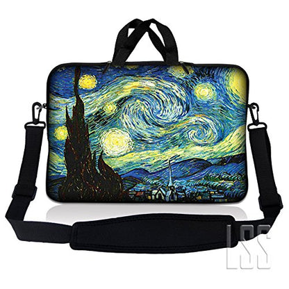 LSS 15-15.6" Laptop Sleeve Bag with Matching Laptop Skin Sticker & Mouse Pad Combo | Carrying Case for 14" 15" 15.6" - Starry Night - color: Starry Night, size: 15 inch