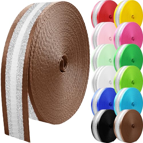 10 Yards Nylon Webbing 1.5 Inch 2 Inch Nylon Strap Webbing Straps Backpack Straps Nylon Belt for Indoor or Outdoor Gear, DIY Crafting, Handles, Luggage, Slings - color: Brown-10 Yards, size: 1.5 inch