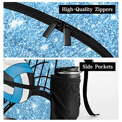 Personalized Volleyball Blue White Custom Backpack Waterproof Multifunctional Daypack with Name Gift - color: Design 1