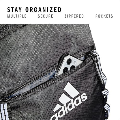 adidas Excel 6 School Backpack, 40L - color: Black/White 3 Stripe Webbing, size: OSFA