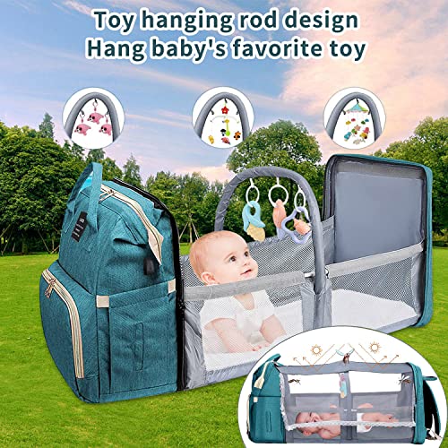 ANWTOTU Baby Diaper Bags with Changing Station,900D Oxford Waterproof Diaper Bag Backpack for Moms Dads with USB Charging Port,Large Capacity Baby Essentials(Ungrade-Green) - color: Ungrade-green