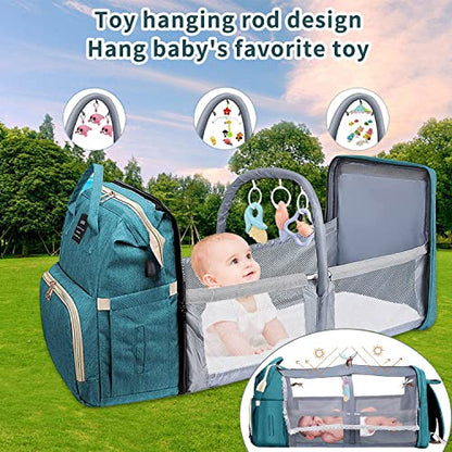 ANWTOTU Baby Diaper Bags with Changing Station,900D Oxford Waterproof Diaper Bag Backpack for Moms Dads with USB Charging Port,Large Capacity Baby Essentials(Ungrade-Green) - color: Ungrade-green
